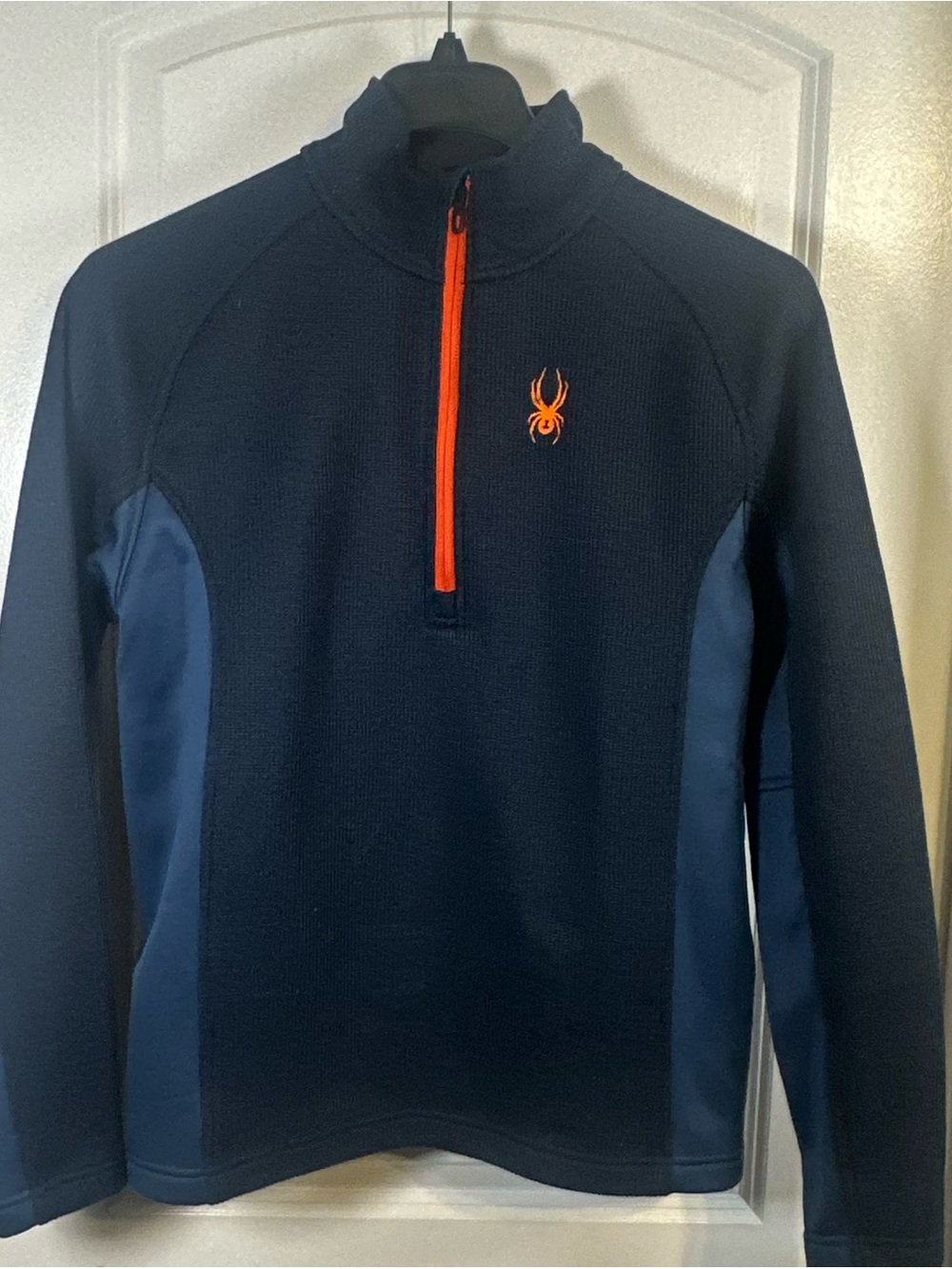 Spyder Men's Outbound 1/2 Zip Core Sweater Fleece Jacket Navy Blue Orange Size M